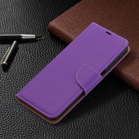 Чехол-книжка Litchi Texture Pure Color на Samsung Galaxy A12/M12 - фиолетовый