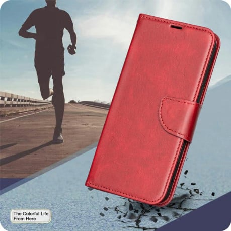 Чехол-книжка Lambskin Texture Pure Color на Xiaomi Redmi 15C 5G/4G EU 173mm/Poco C85 5G - красный