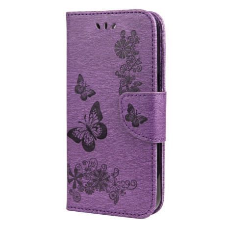 Чехол-книжка Vintage Floral Butterfly для iPhone 13 Pro - фиолетовый