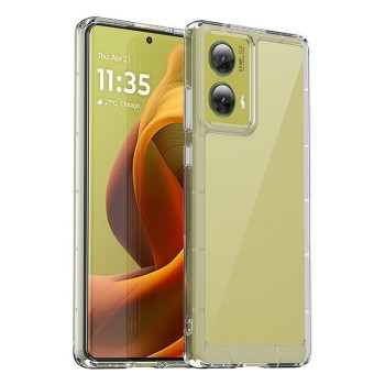 Противоударный чехол  Colorful Acrylic Series с цветной силиконовой боковиной на Motorola Moto G85 - прозрачный