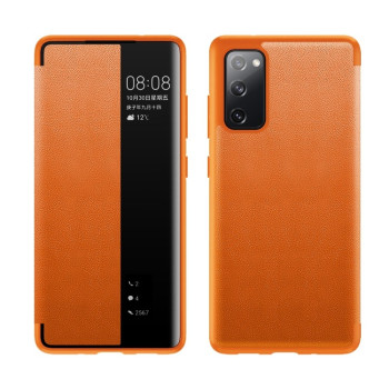 Чехол-книжка Side Window View на Samsung Galaxy A02s - оранжевый