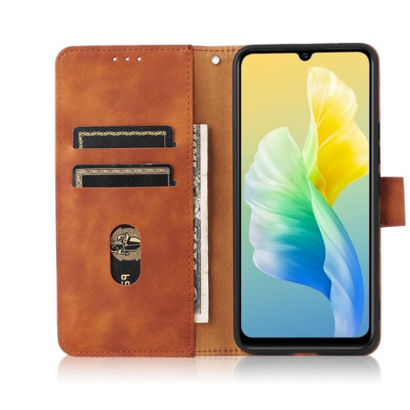 Чехол-книжка Buckle Calf Texture для Vivo S10e / V23e - коричневый
