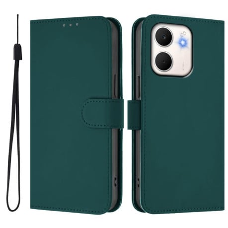 Чехол-книжка с мягким покрытием (Skin Feel) со шнурком на OPPO A5X 4G / 5G Global - зеленый