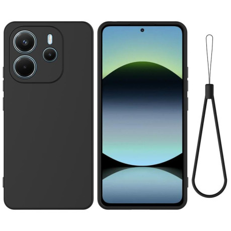 Силиконовый чехол Solid Color Liquid Silicone на Xiaomi Redmi Note 14 4G 164.84mm - черный