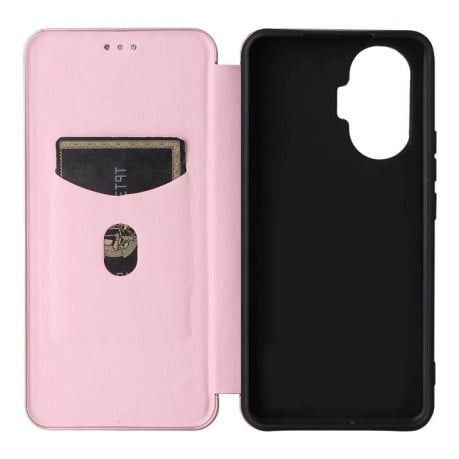 Чехол-книжка Carbon Fiber Texture на Xiaomi Poco F7 5G - розовый