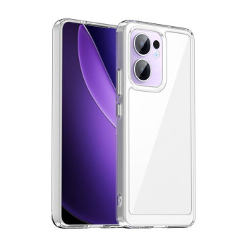 Противоударный чехол  Colorful Acrylic Series с цветной силиконовой боковиной на OPPO Reno13 F - прозрачный