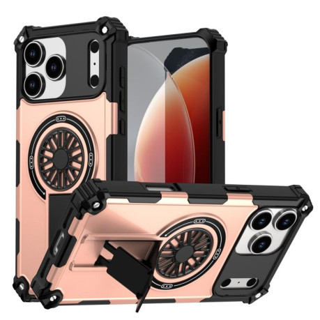 Противоударный чехол Shockproof Kickstand Metallic Shaft MagSafe на iPhone 17 Pro - золото