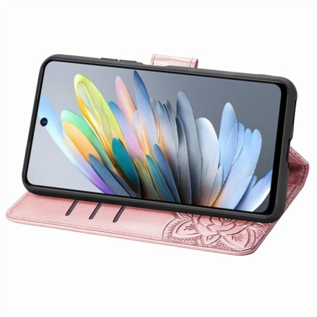 Чехол-книжка Butterfly Love Flower Embossed для Motorola Moto G35 - розовый