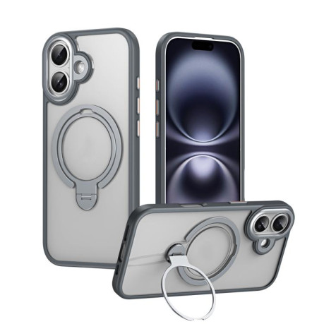 Противоударный чехол Double Ring MagSafe Magnetic Holder для iPhone 17 - серый