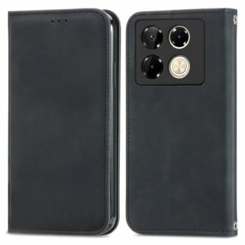 Чохол-книжка у стилі Retro м'яке покриття Skin Feel діловий дизайн на Infinix Note 40 Pro 4G - чорний