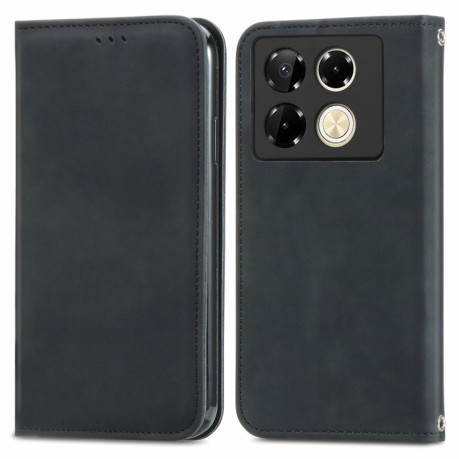 Чехол-книжка Retro Skin Feel Business Magnetic для Infinix Note 40 Pro  4G - черный