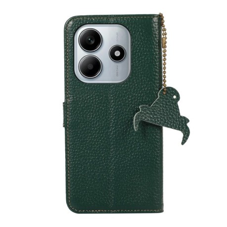 Шкіряний чохол-книжка KHAZNEH Genuine Leather RFID для Xiaomi Redmi Note 14 4G - зелений
