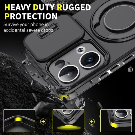 Противоударный чехол Sliding Camshield Ring Holder для OPPO Reno13 5G Global - синий