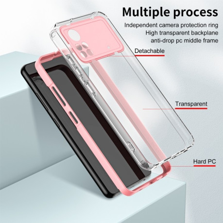 Противоударный чехол Clear Color Frame для Xiaomi Poco X4 Pro 5G - розовый