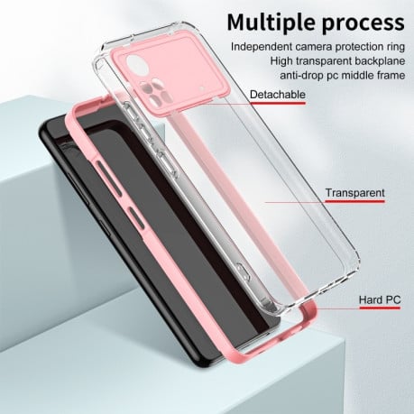 Протиударний чохол Clear Color Frame для Xiaomi Poco X4 Pro 5G - рожевий