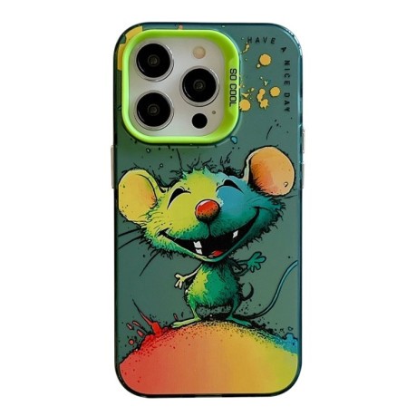 Чехол Animal Pattern Oil Painting Series для iPhone 15 Pro - Happy Mouse