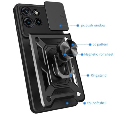 Противоударный чехол Camera Sliding для Motorola Edge 50 Neo - зеленый