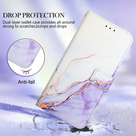 Чехол-книжка Painted Marble Pattern для OPPO Reno7 5G Global/ Find X5 Lite/OnePlus Nord CE2 5G - фиолетовый