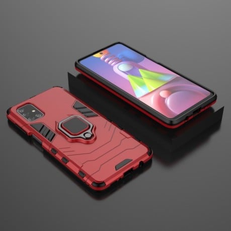 Противоударный чехол Magnetic Ring Holder на Samsung Galaxy M51 - красный
