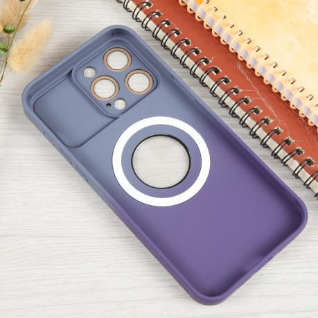 Противоударный чехол Gradient Silicone Shockproof Magsafe для iPhone 15 Plus - серо-фиолетовый
