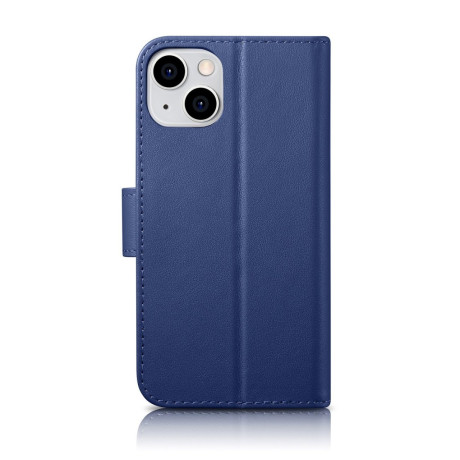 Кожаный чехол-книжка iCarer Wallet Case 2in1 для iPhone 14\13 - синий
