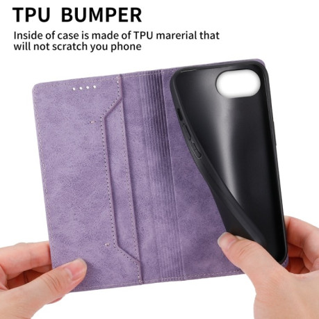 Чехол-книжка Business Solid Color Magnetic RFID Leather на iPhone 16e - фиолетовый