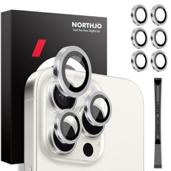Захист камери NORTHJO 2 Sets 6pcs Camera Lens на iPhone 16 Pro /16 Pro Max - сріблястий