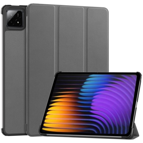 Чехол Custer Texture Three-folding Sleep/Wake-up для Xiaomi Pad 7 / 7 Pro- черный - серый