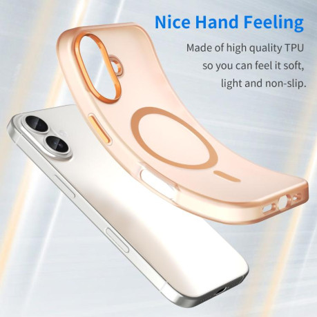 Противоударный чехол MagSafe Frosted Translucent TPU + PC для iPhone 17 - оранжевый