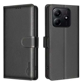 Чохол-книжка Litchi Texture RFID Anti-theft Leather для Xiaomi Redmi Note 14 5G/Poco M7 Pro 5G - чорний