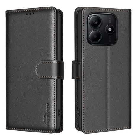 Чехол-книжка Litchi Texture RFID Anti-theft Leather для Xiaomi Redmi Note 14 5G/Poco M7 Pro 5G - черный