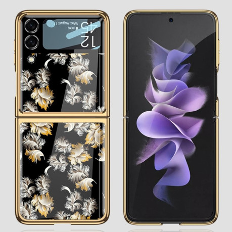 Противоударный чехол GKK Floral Pattern для Samsung Galaxy Z Flip3 5G - Floral 01