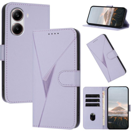 Чехол-книжка Triangle Pattern Buckle Clasp Leather на Xiaomi Poco X7 Pro - фиолетовый