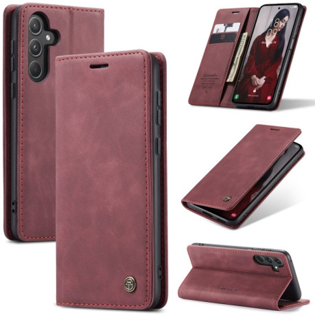 Кожаный чехол CaseMe-013 Multifunctional на Samsung Galaxy A55 5G - винно-красный