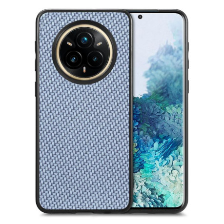 Противоударный чехол Carbon Fiber Texture Leather для Realme 14 Pro+ - синий