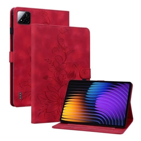 Чехол-книжка Lily Embossed Leather для Xiaomi Pad 7/Pad 7 Pro - красный