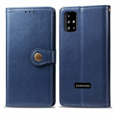 Чохол-книга Retro Solid Color на Samsung Galaxy A51-синій