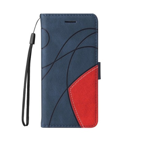 Чохол-книжка Dual-color Splicing Flip Leather для Xiaomi 14T Pro - синій