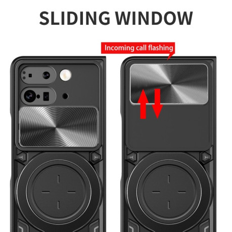 Протиударний чохол CD Texture Sliding Camshield Magnetic Holder для Google Pixel 9 Pro Fold - фіолетовий
