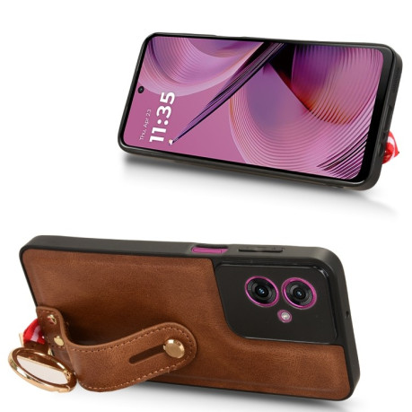 Протиударний чохол Wristband Leather Back для Motorola Moto G55 5G - коричневий