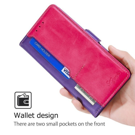 Чехол-книжка Contrast Color для OPPO A3/A3x/A40m - Purple + Rose Red