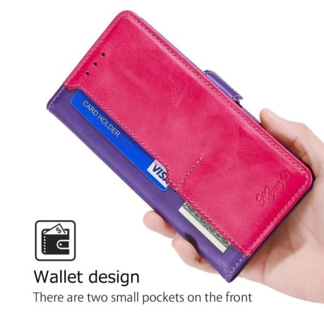 Чехол-книжка Contrast Color для Samsung Galaxy M55 5G - Purple + Rose Red
