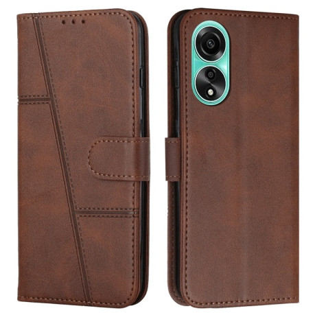 Чохол-книжка Stitching Calf Texture для OPPO A58 4G - коричневий