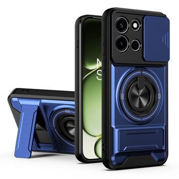 Противоударный чехол Lens Sliding Window Multifunctional Magnetic Shockproof со шторкой камеры на OnePlus Nord 6 5G — королевский синий