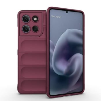 Силиконовый чехол Magic Flannel на Motorola Moto G86 Power - винно-красный