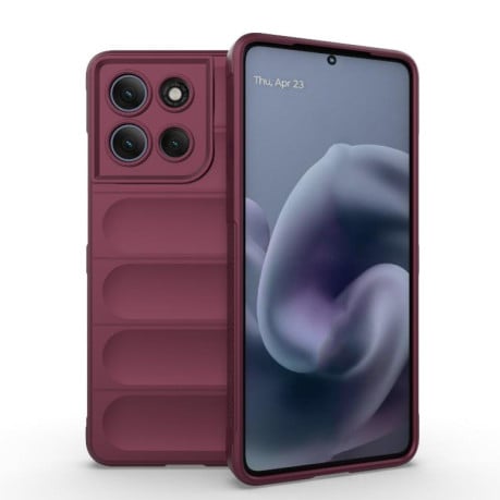 Силіконовий чохол Magic Flannel на Motorola Moto G86 Power – винно-червоний