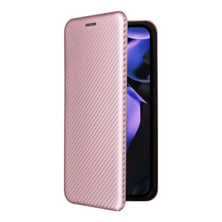 Чехол-книжка Carbon Fiber Texture на Google Pixel 9a - розовый