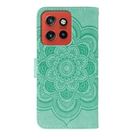 Чехол-книжка Sun Mandala Embossing Pattern на Motorola Edge 60 Neo 5G — зелёный