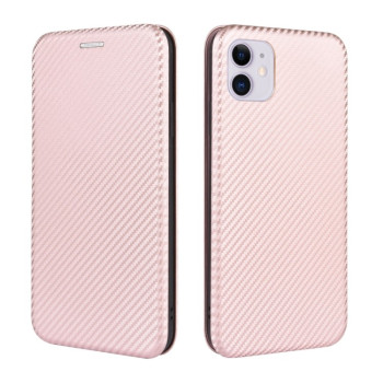 Чехол-книжка Carbon Fiber Texture на iPhone 12 Mini - розовый