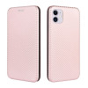 Чохол-книжка Carbon Fiber Texture на iPhone 12/12 Pro - рожевий